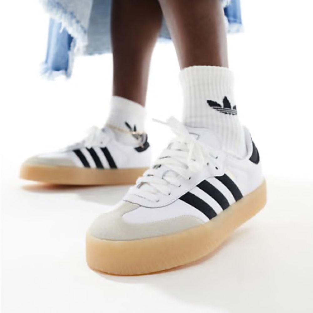 adidas Originals Sambae sneakers with rubber gum sole white and black suede toe